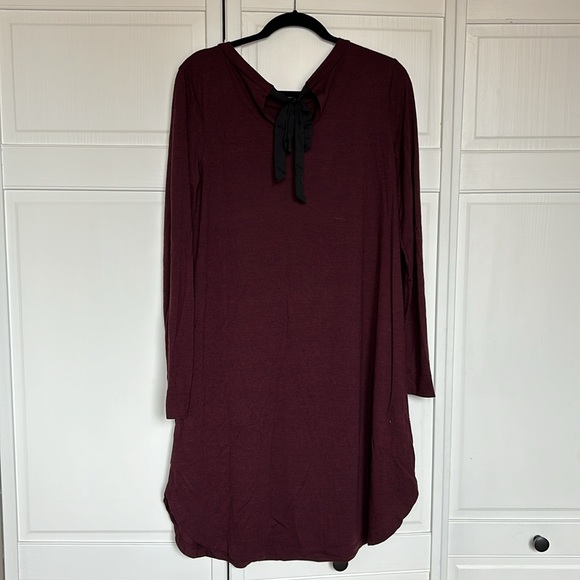 Maroon LOFT long sleeve shift dress size M - Picture 2 of 2